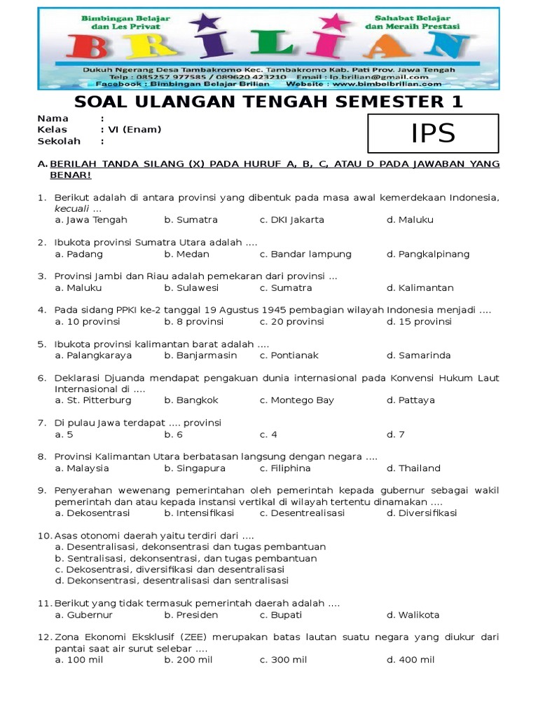 Menggali Kekayaan Budaya dan Lingkungan Contoh Soal Muatan IPS Kelas 6