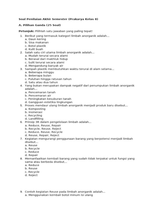 5 Rahasia Mengerjakan Soal Prakarya Kelas 8 Semester 2 Essay Agar Dapat Nilai Sempurna