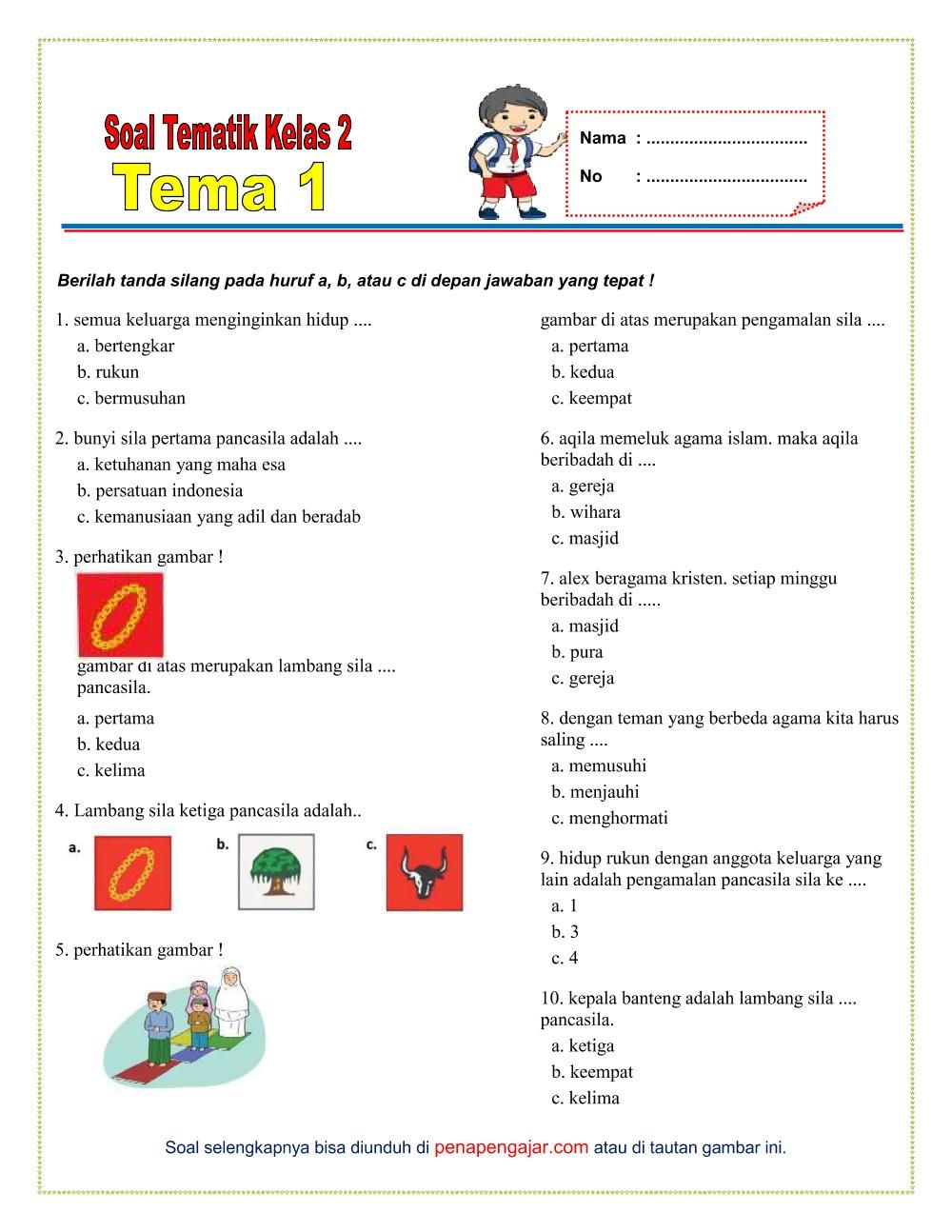 Soal Pkn Kelas 1 Sd Pdf - Piffle me