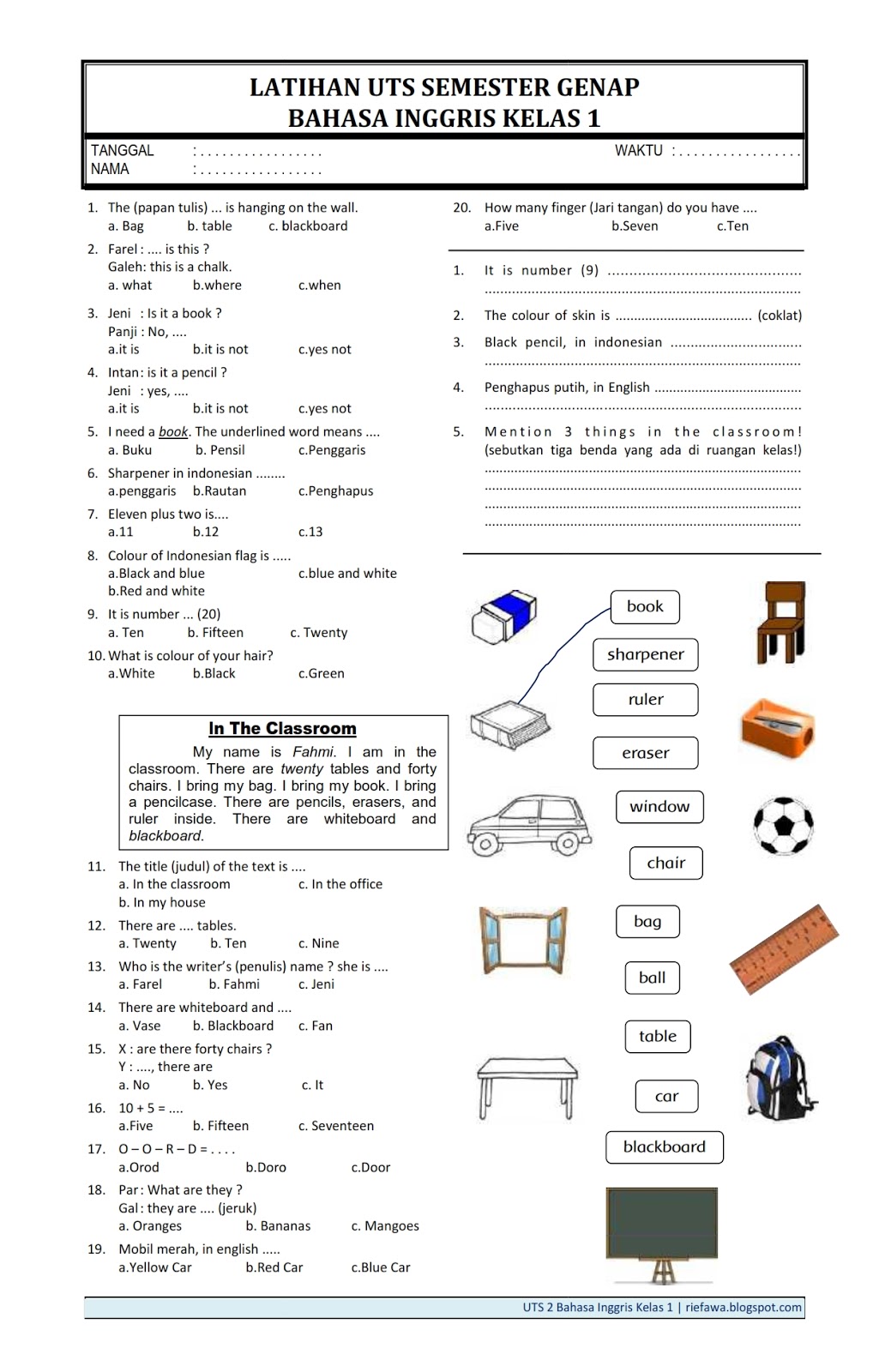 Soal Ukk Sd Kelas 2 Bahasa Indonesia Soal Ukk Sd Kelas 2 Bahasa Indonesia