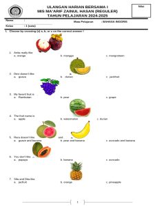 6 Soal Kelas 2 Bahasa Inggris UHB 1 PDF Fruit Edible Fruits