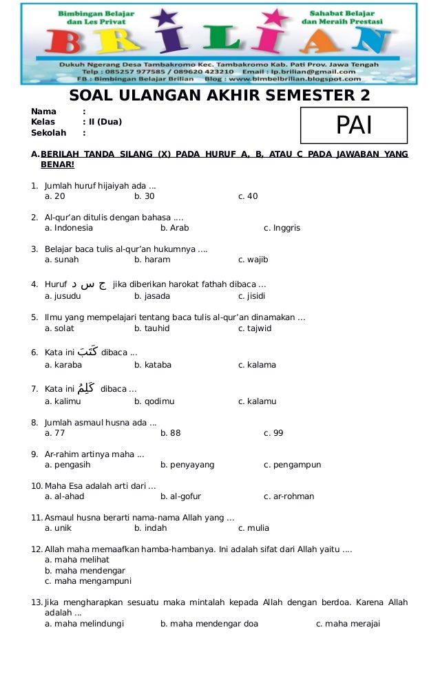Akhirnya! Soal PAT Kelas 2 Semester 2 Siap Cetak – 5 Lembar Kerja Lengkap