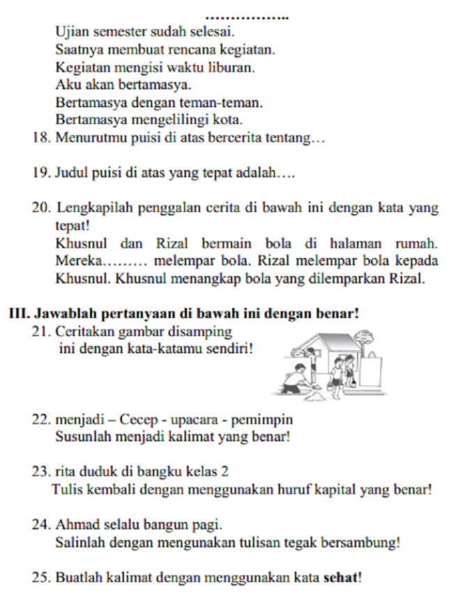 Kunci Jawaban Soal Essay Kelas 1 SD Semester 2 Terkuak dari Soal PKN SMP 2026
