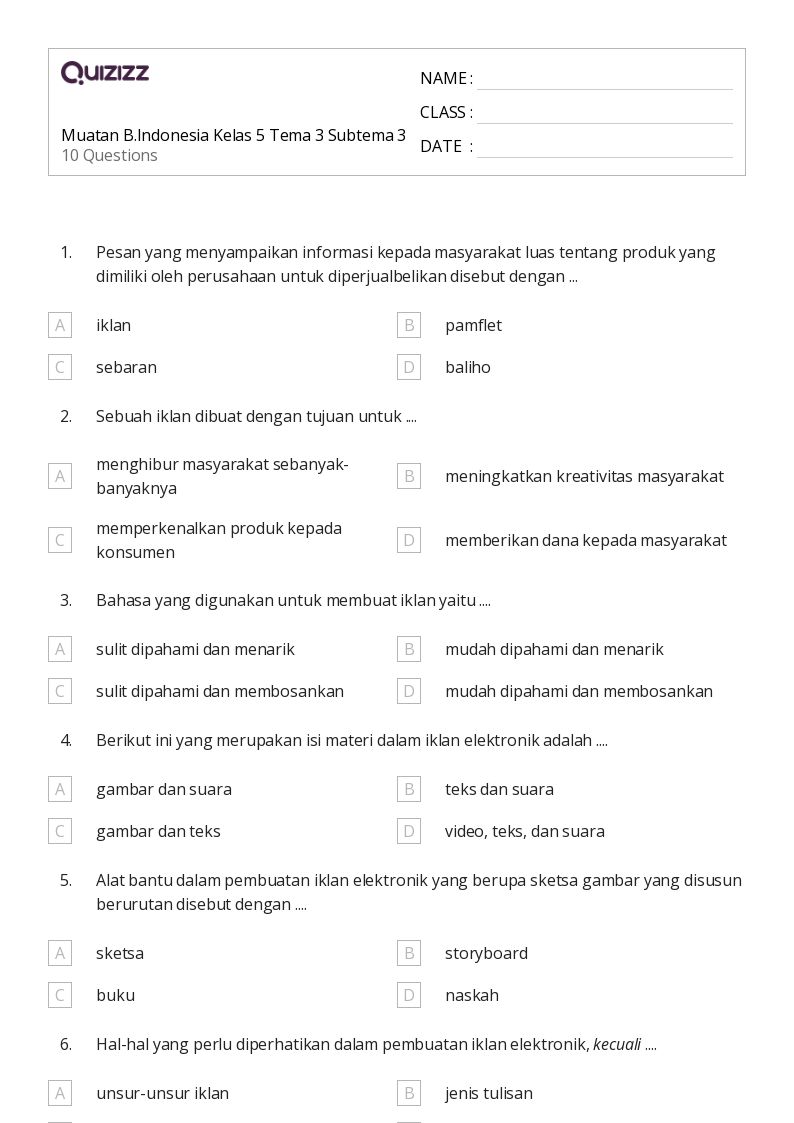 50 lembar kerja Suara dalam Tulisan untuk Kelas 5 di Quizizz Gratis