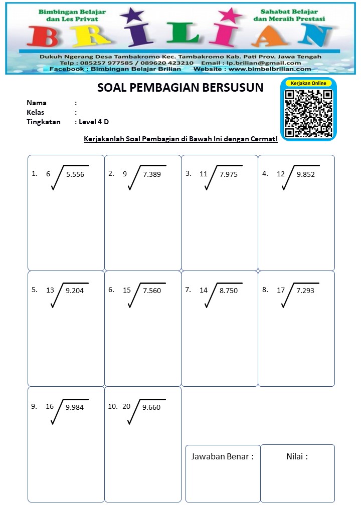 soal pembagian bersusun kelas 4