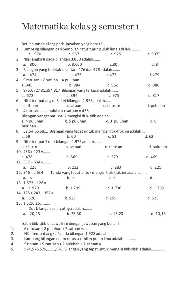 bank soal kelas 3 sd semester 2 pdf
