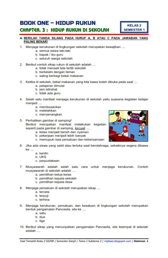 3 Fakta Penting Soal Tematik Kelas 2 Tema 1 Hidup Rukun yang Wajib Diketahui Guru dan Orang Tua