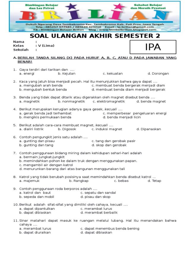 3 Soal IPA Kelas 5 Semester 2 dan Kunci Jawaban 2023 Wajib Hafal Sebelum Ujian SD