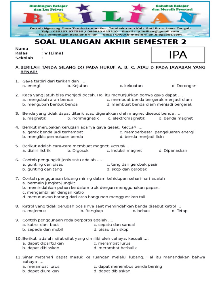 3 Soal IPA Kelas 5 Semester 2 dan Kunci Jawaban 2023 Wajib Hafal Sebelum Ujian SD