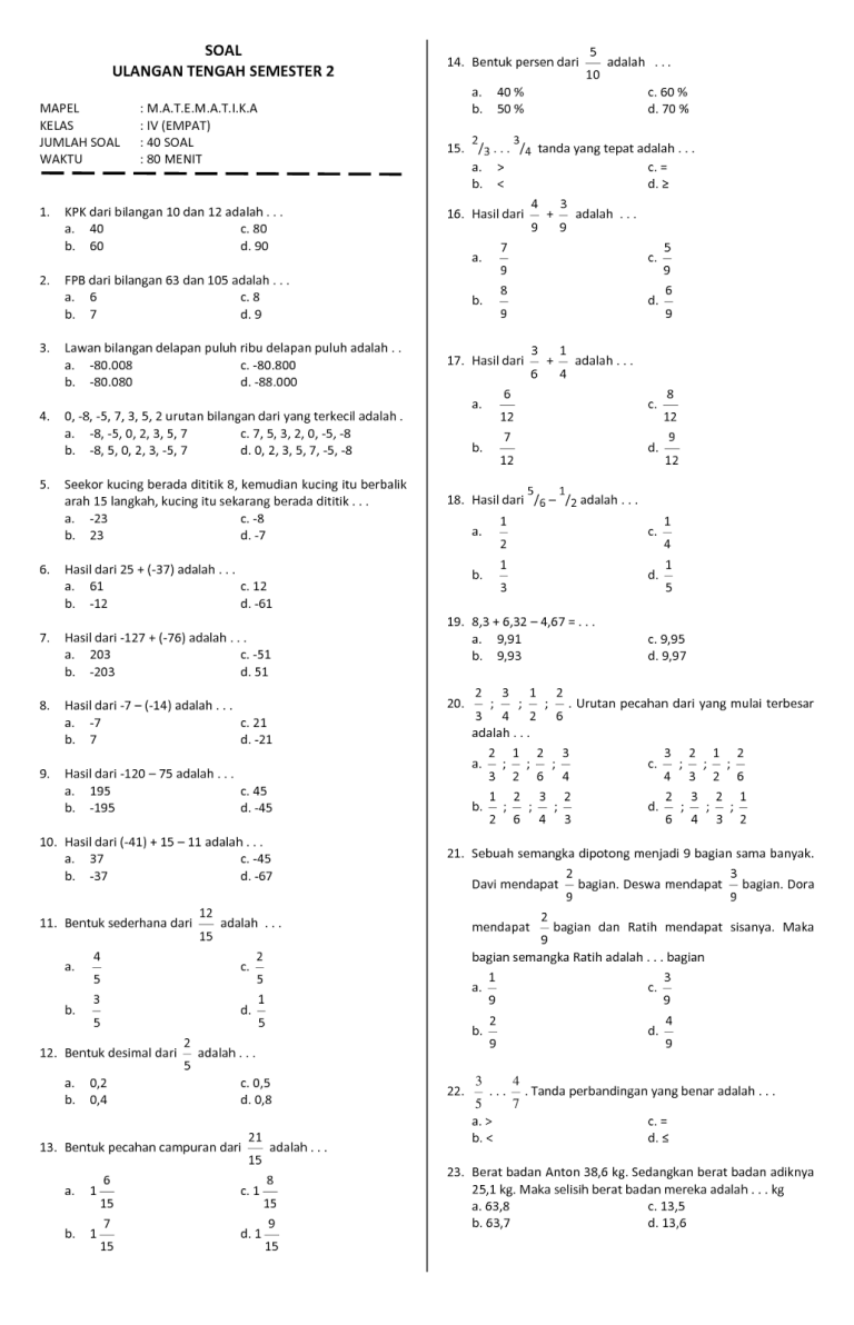 5 Contoh Soal UAS SD Kelas 4 2019 Matematika yang Sering Muncul, Wajib Tahu! 5 Contoh Soal UAS SD Kelas 4 2019 Matematika yang Sering Muncul, Wajib Tahu!