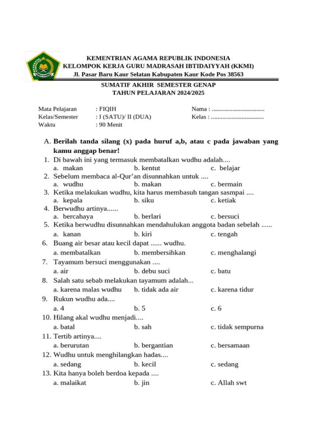 5 Fakta Mengejutkan Soal Fiqih Kelas 1 Semester 2 yang Wajib Tahu Orang Tua