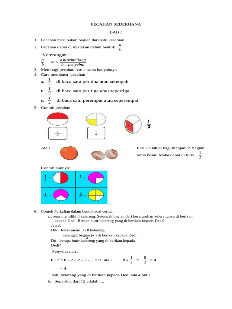 Materi Pecahan Sederhana Kelas 2 SD PDF