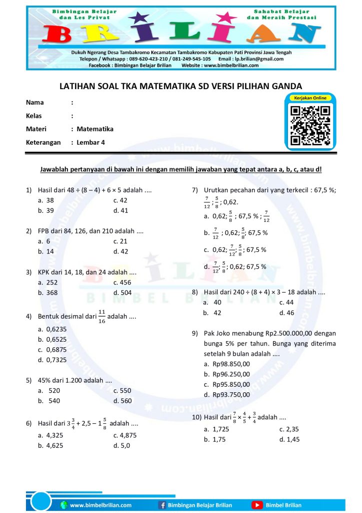 7 Daftar Modul Bank Soal SD Kelas 4 Tema 6 dari Bimbel Brilian yang Terbukti Efektif