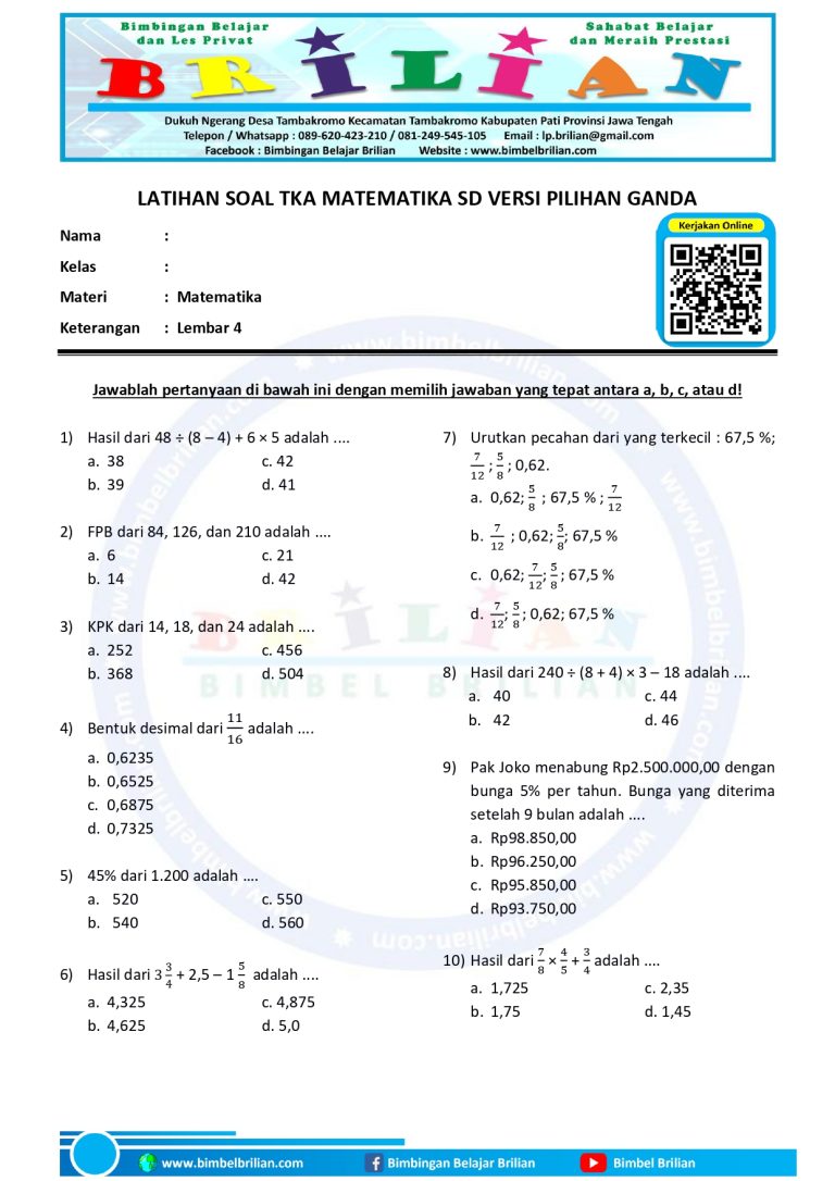 7 Daftar Modul Bank Soal SD Kelas 4 Tema 6 dari Bimbel Brilian yang Terbukti Efektif