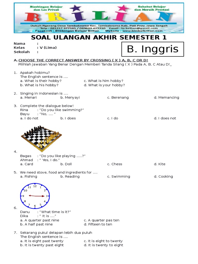 10 Contoh Soal UAS Bahasa Inggris Kelas 5 SD Semester 1 yang Wajib Anak Kuasai Sebelum Ujian 10 Contoh Soal UAS Bahasa Inggris Kelas 5 SD Semester 1 yang Wajib Anak Kuasai Sebelum Ujian