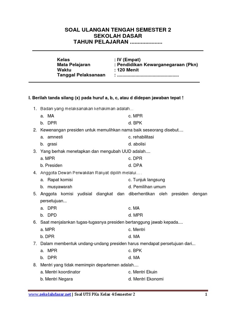 60 Contoh Soal UAS PKN Kelas 4 Semester 2 Terbaru 2026 dan Kunci Jawaban Lengkap