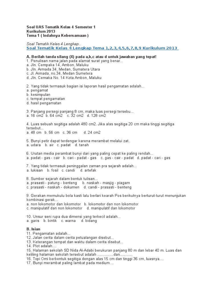 7 Rahasia download soal tematik kelas 4 sd semester 1 pdf yang Wajib Diketahui 7 Rahasia download soal tematik kelas 4 sd semester 1 pdf yang Wajib Diketahui