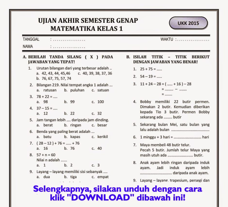 Akhirnya Terungkap 7 Contoh Soal UAS Matematika Kelas 4 SD yang Sering Muncul di Ujian 2026