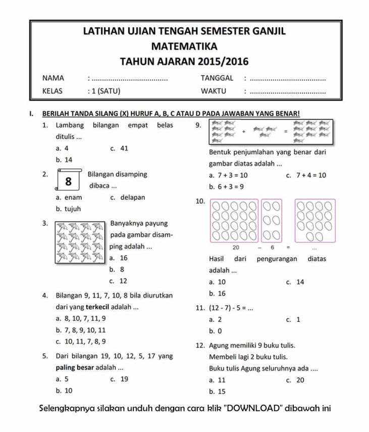 contoh soal uas matematika kelas 4 semester 2 kurikulum 2013