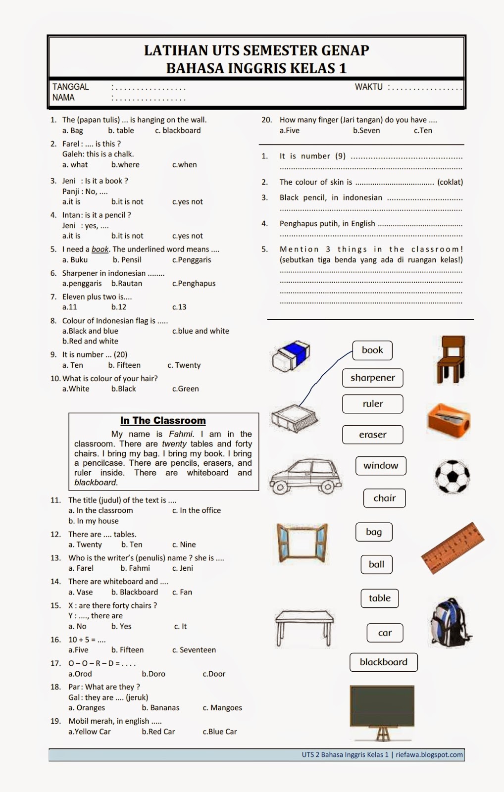 Rahasia Lulus Ujian: Download soal bahasa inggris kelas 2 sd semester 2 pdf terbaru