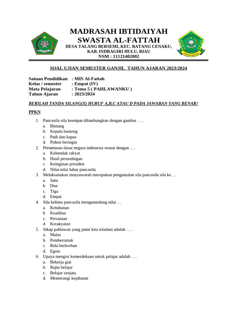 Rahasia Nilai Sempurna Bocoran Soal PKN Tema 5 Kelas 4 yang Wajib Kamu Tahu Sekarang Rahasia Nilai Sempurna Bocoran Soal PKN Tema 5 Kelas 4 yang Wajib Kamu Tahu Sekarang