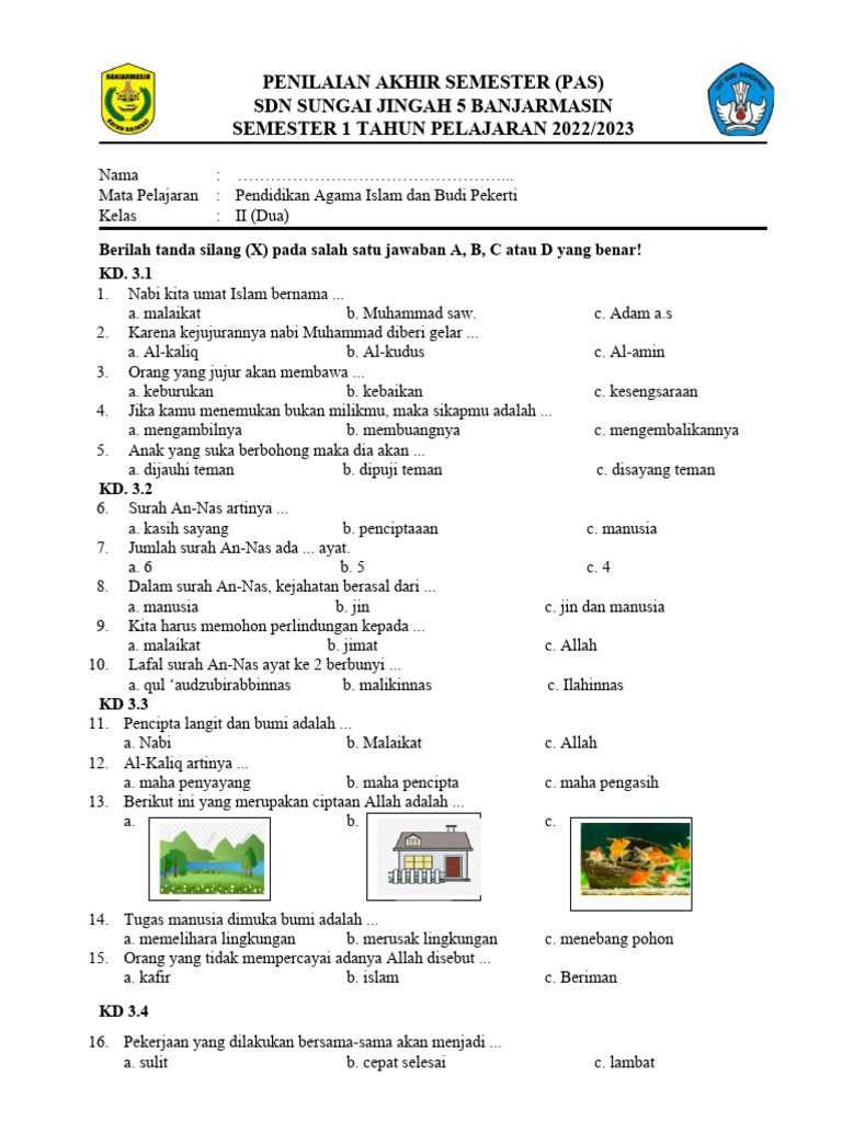 Rahasia Nilai Sempurna: Download Soal PAI Kelas 2 Semester 1 PDF Terbaru Sekarang