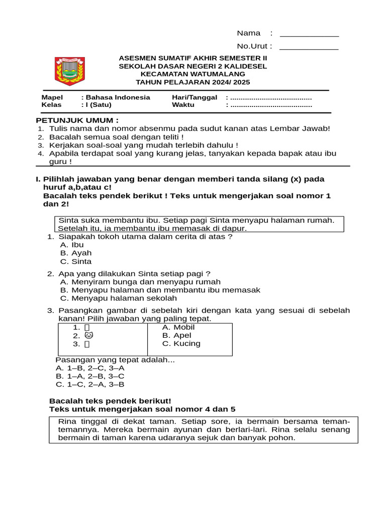 Rahasia Nilai Sempurna dengan Download Soal Bahasa Indonesia Kelas 1 Semester 2 PDF Rahasia Nilai Sempurna dengan Download Soal Bahasa Indonesia Kelas 1 Semester 2 PDF
