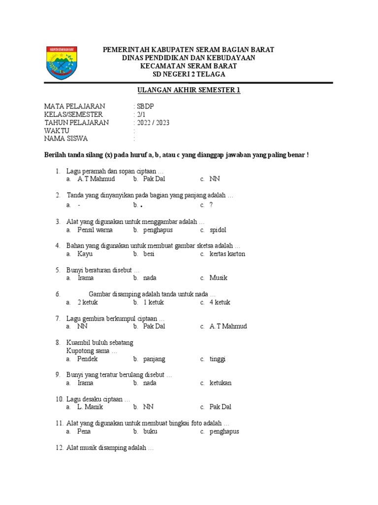 Rahasia Sukses Menjawab Soal SBDP Kelas 2 Semester 1 Agar Nilai Siswa Meluncur Tinggi Rahasia Sukses Menjawab Soal SBDP Kelas 2 Semester 1 Agar Nilai Siswa Meluncur Tinggi