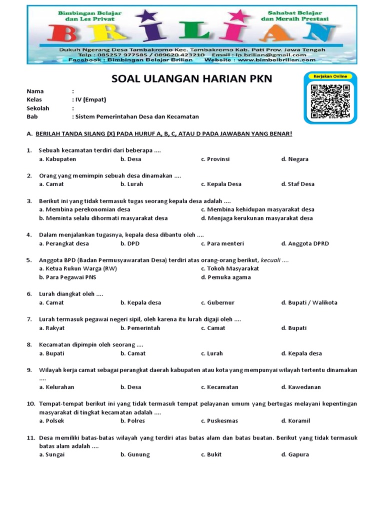 Wajib Tahu 3 Rahasia Jawaban Soal PKN Sistem Pemerintahan Kabupaten Kelas 4 Terbaru