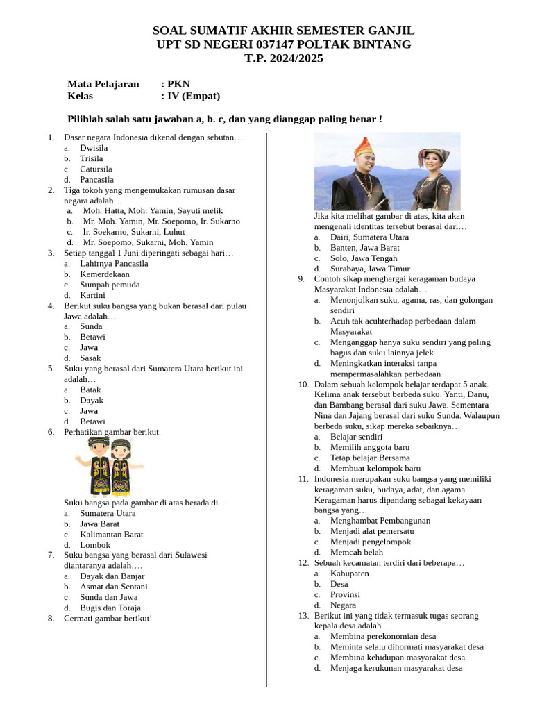 Wajib Tahu Bocoran Soal PKN Semester 1 Kelas 4 Agar Nilai Ujian Langsung Melejit Wajib Tahu Bocoran Soal PKN Semester 1 Kelas 4 Agar Nilai Ujian Langsung Melejit