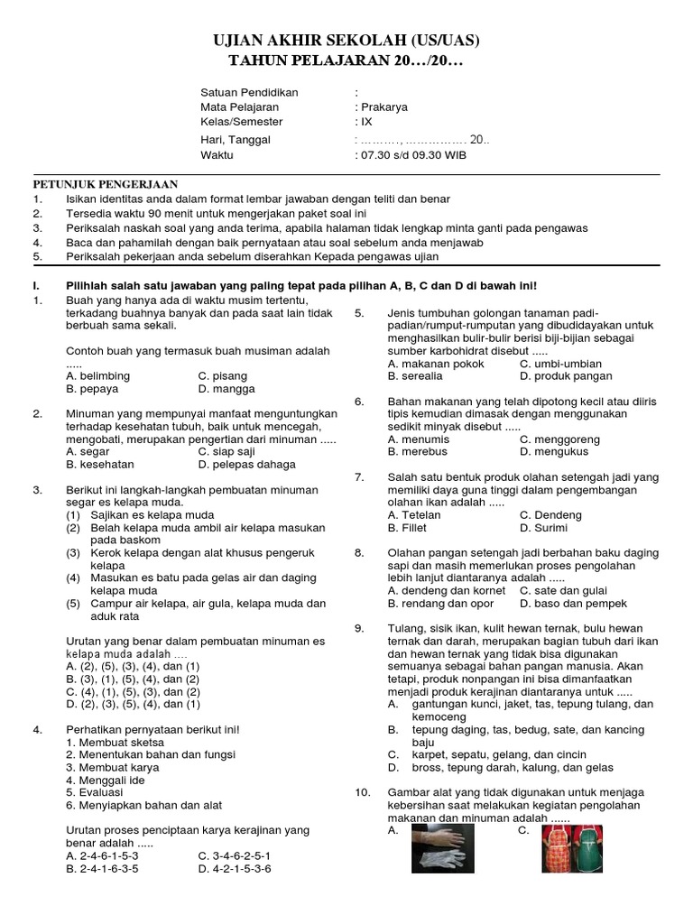 Wajib Tahu Bocoran soal ujian prakarya kelas 9 semester 2 Agar Nilai Kamu Maksimal Wajib Tahu Bocoran soal ujian prakarya kelas 9 semester 2 Agar Nilai Kamu Maksimal