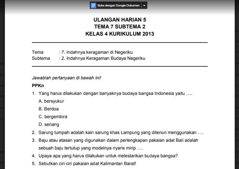 Wajib Tahu Kunci Jawaban Soal PKN Tema 7 Kelas 4 Agar Nilai Ujian Langsung Sempurna